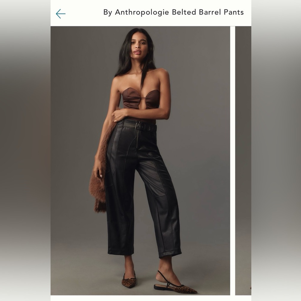 Anthropologie Black Cropped Barrel Pants